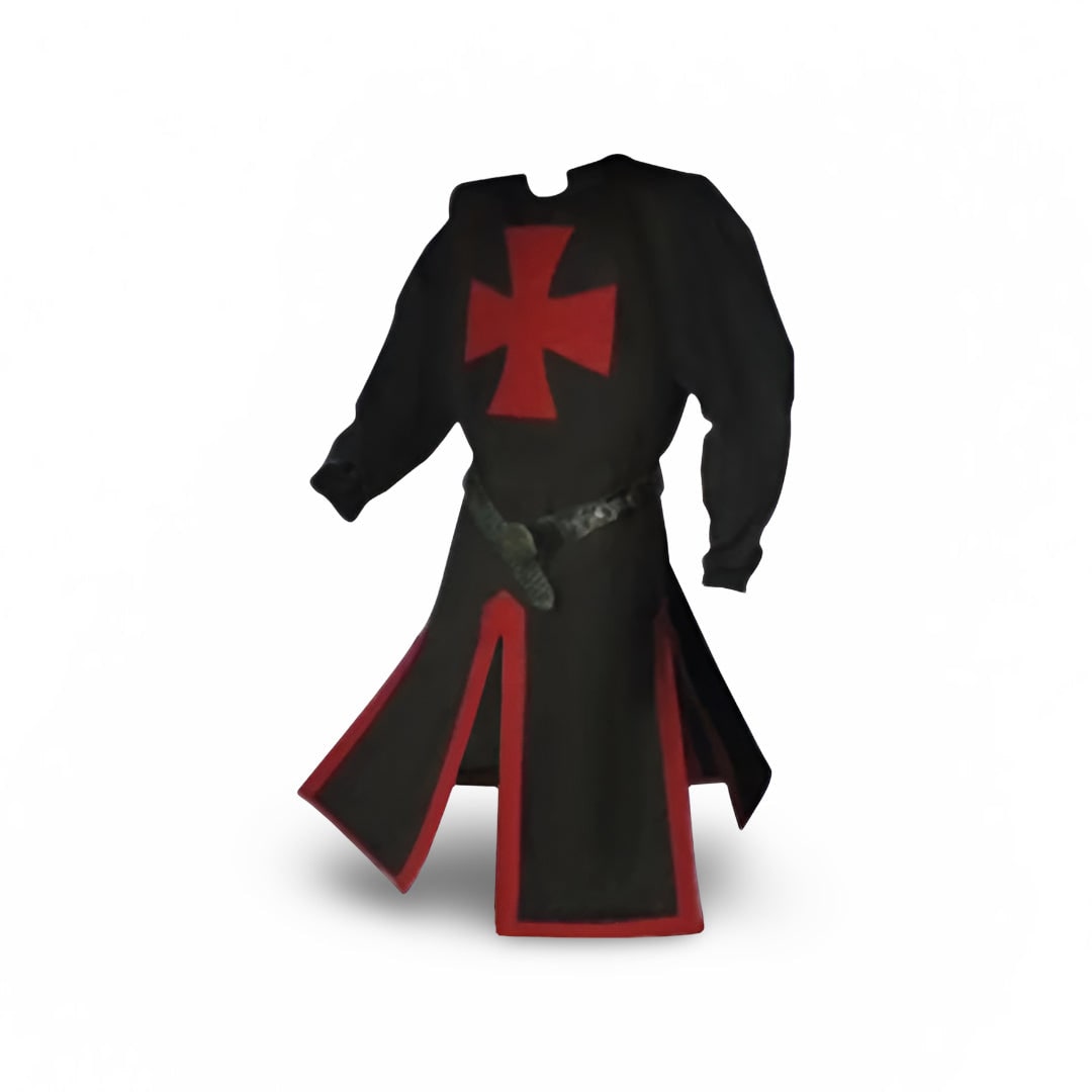 Thermabuild | Halloween Medieval Knight Costume Tunic with Hooded and Templar Cross for Cosplay Party