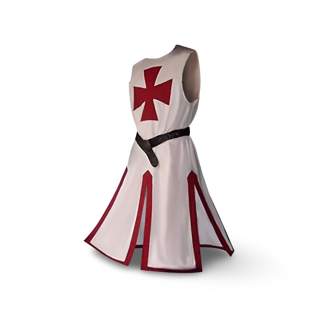 Thermabuild | Halloween Medieval Knight Costume Tunic with Hooded and Templar Cross for Cosplay Party
