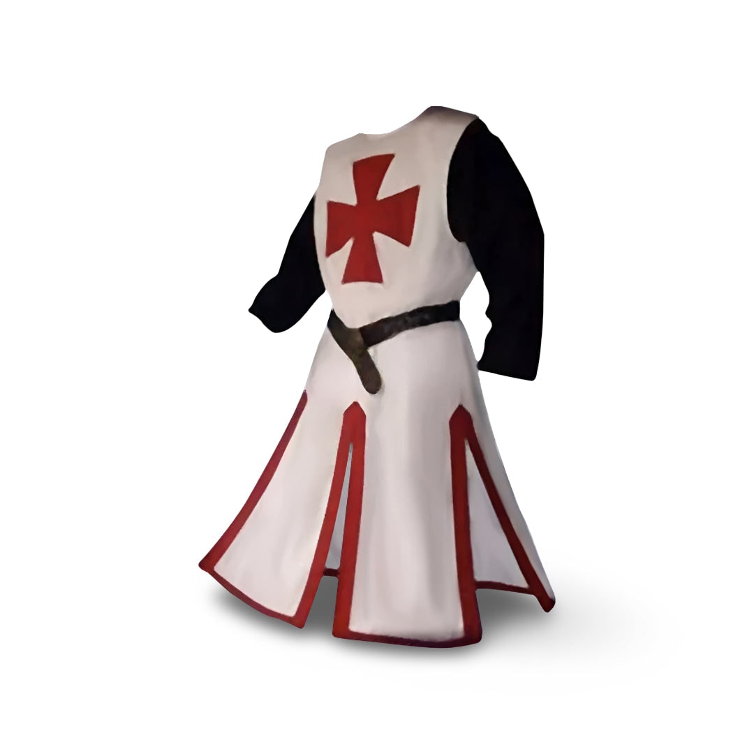 Thermabuild | Halloween Medieval Knight Costume Tunic with Hooded and Templar Cross for Cosplay Party