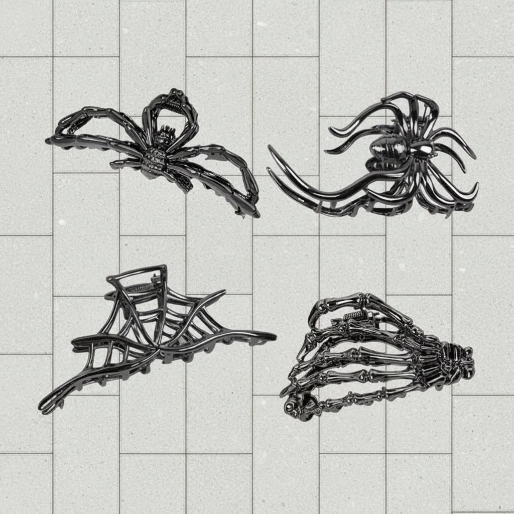 Thermabuild | Halloween Metal Claw Clips with Spooky Spider Bat and Skeleton Designs Cute Decorative Hair