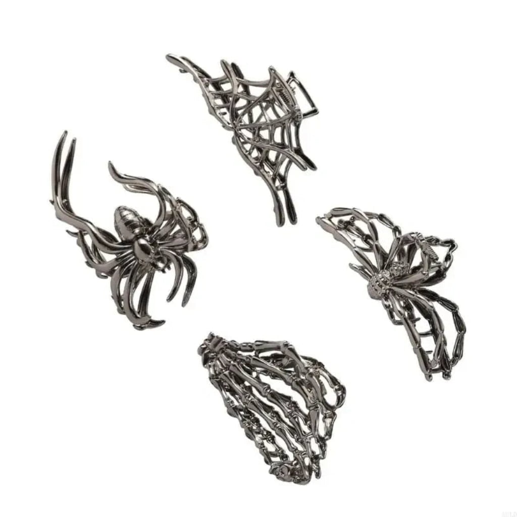 Thermabuild | Halloween Metal Claw Clips with Spooky Spider Bat and Skeleton Designs Cute Decorative Hair