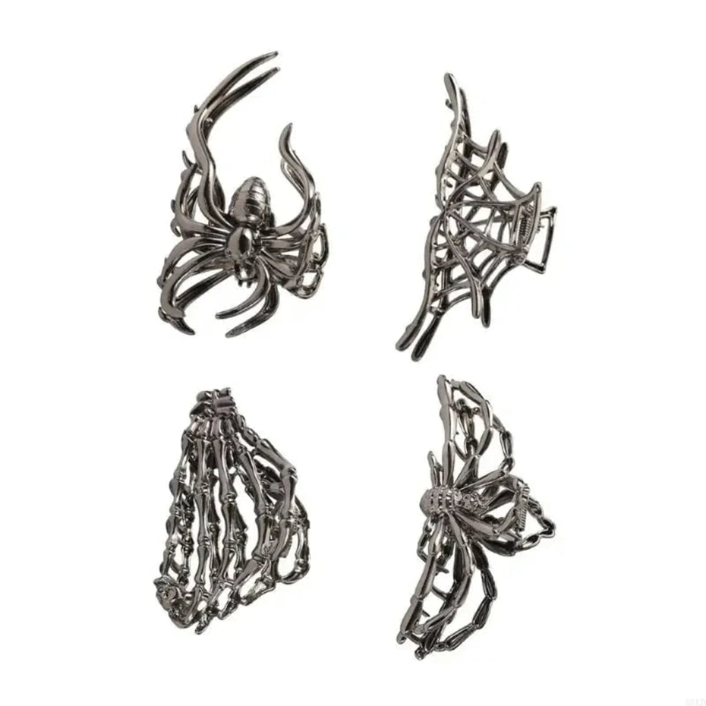Thermabuild | Halloween Metal Claw Clips with Spooky Spider Bat and Skeleton Designs Cute Decorative Hair