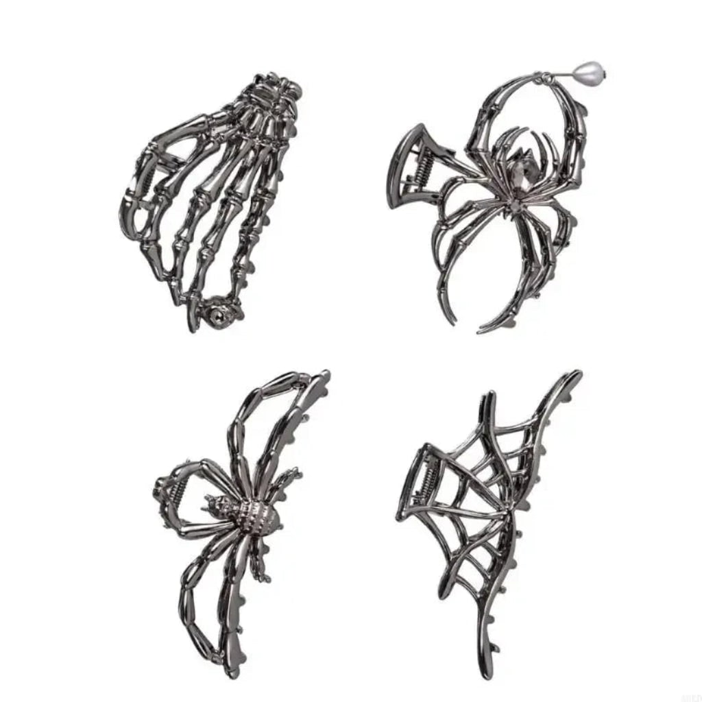Thermabuild | Halloween Metal Claw Clips with Spooky Spider Bat and Skeleton Designs Cute Decorative Hair