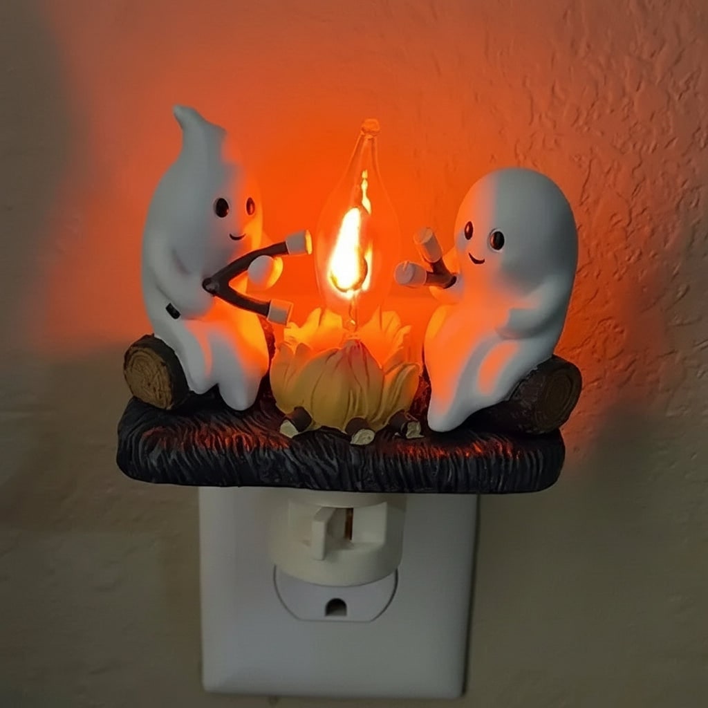 Thermabuild | Halloween Night Light Plug in Ghost Campfire LED Decoration for Room and Party