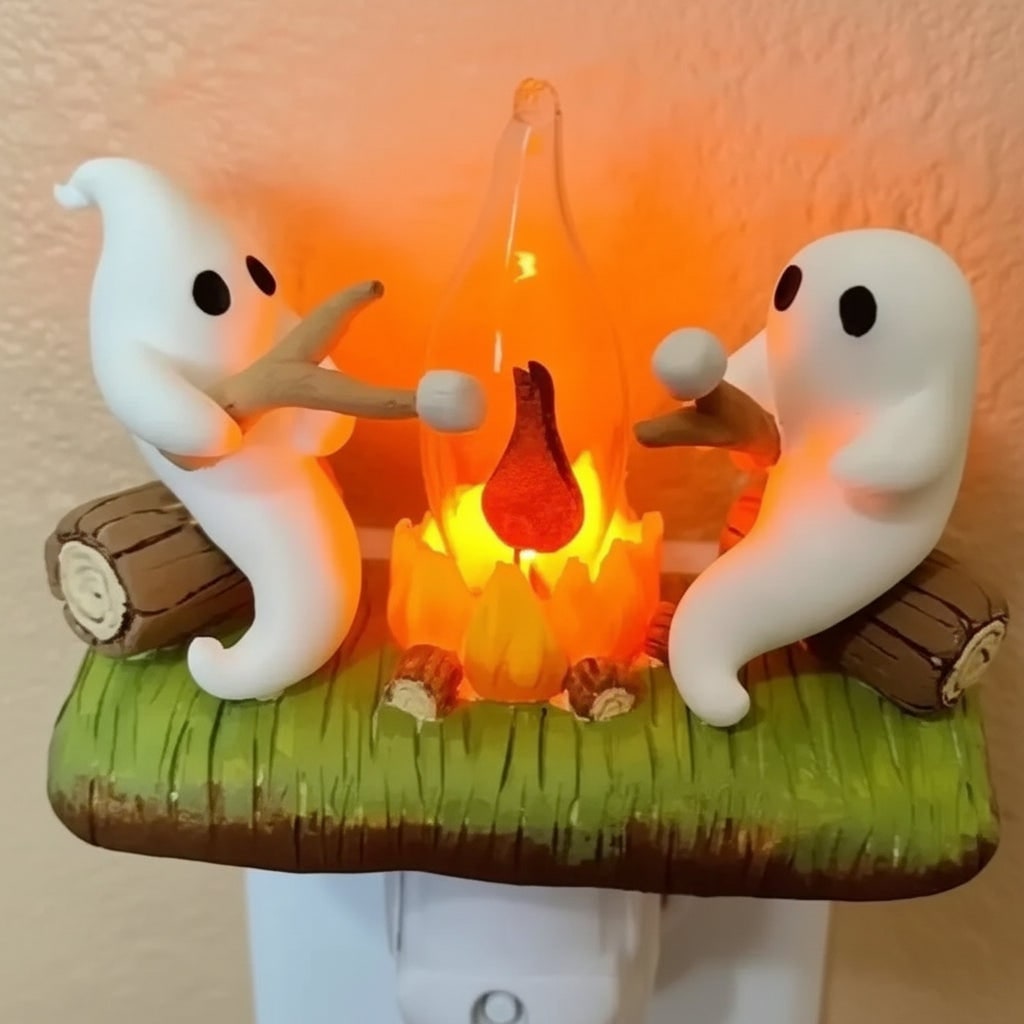 Thermabuild | Halloween Night Light Plug in Ghost Campfire LED Decoration for Room and Party