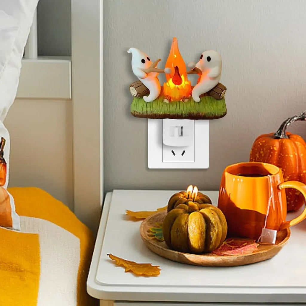 Thermabuild | Halloween Night Light Plug in Ghost Campfire LED Decoration for Room and Party