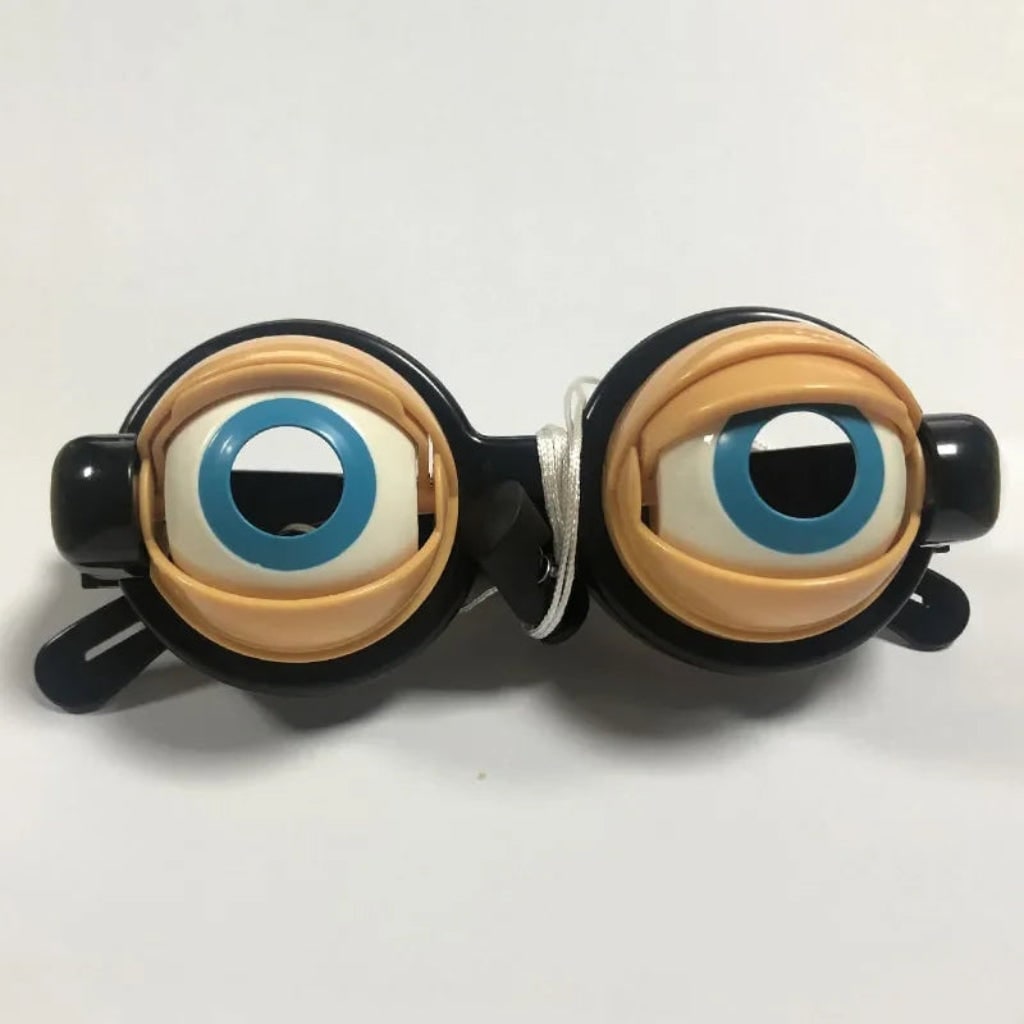 Thermabuild | Halloween Novelty Crazy Eyes Glasses with Blinking Eyelids and Pull String for Party