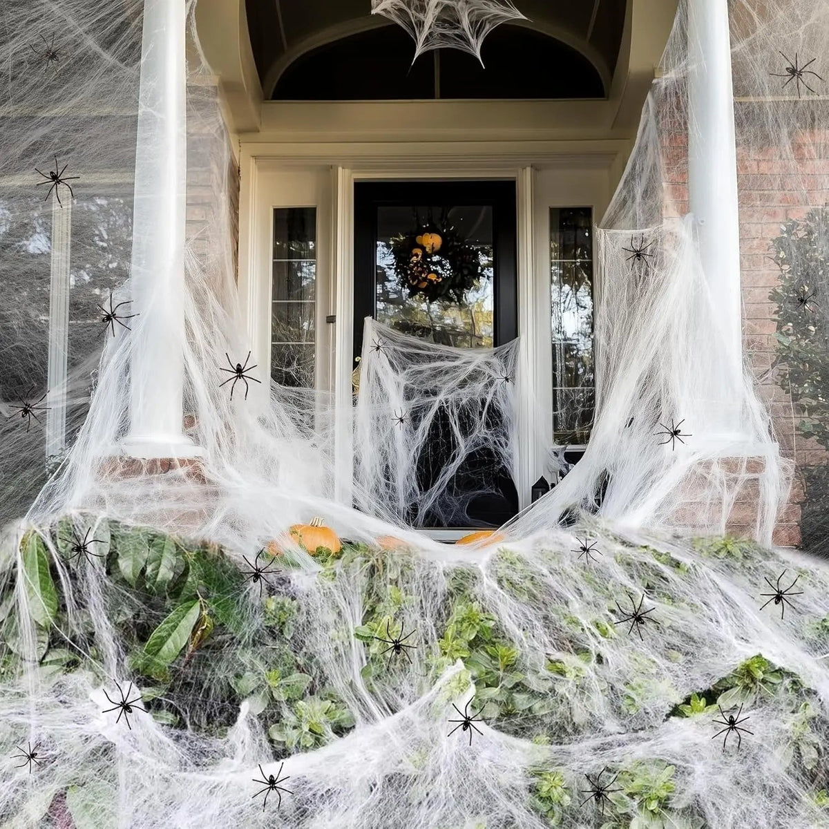 Thermabuild | Halloween Outdoor Decoration Spider Web Giant Stretchy with Black for Yard and Party
