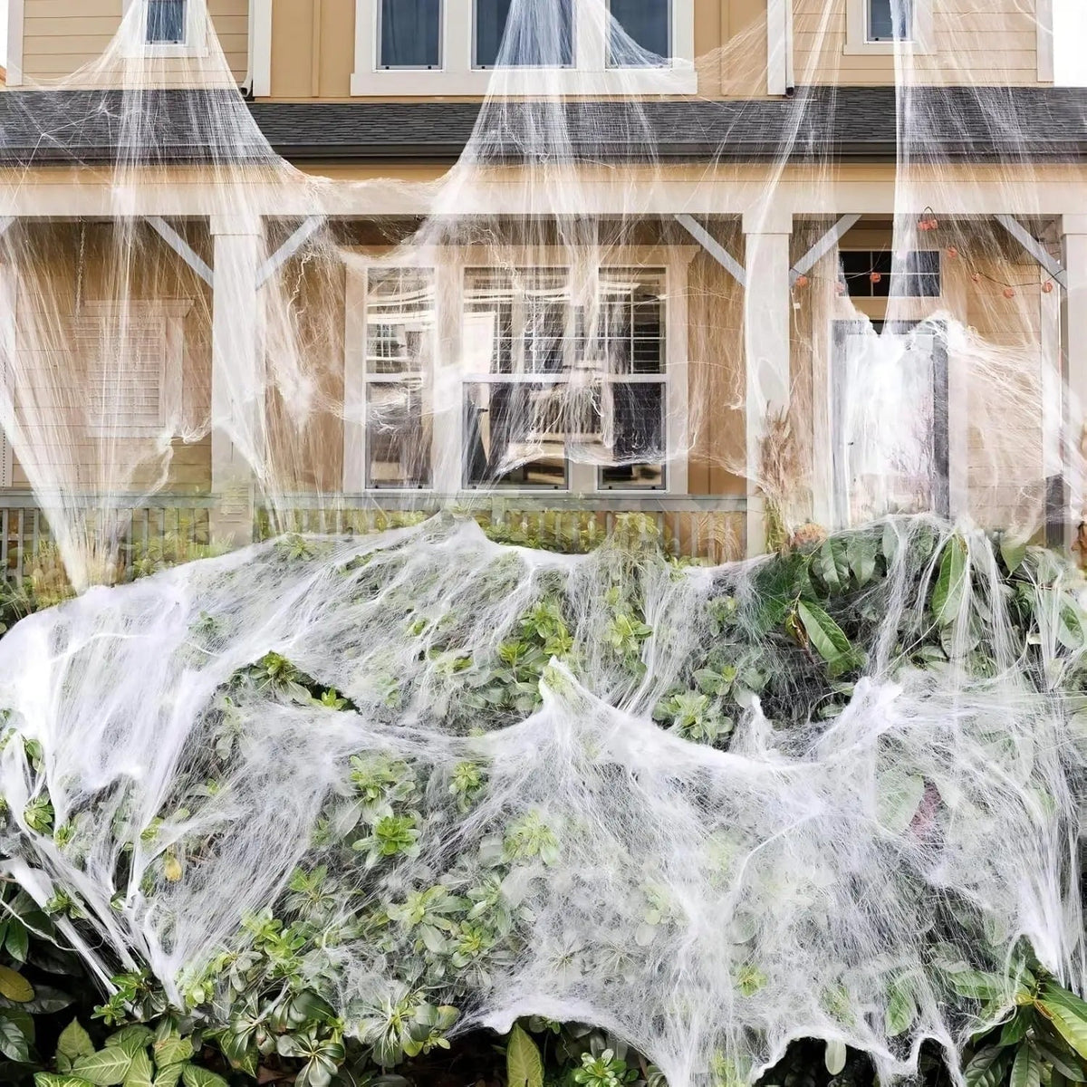 Thermabuild | Halloween Outdoor Decoration Spider Web Giant Stretchy with Black for Yard and Party