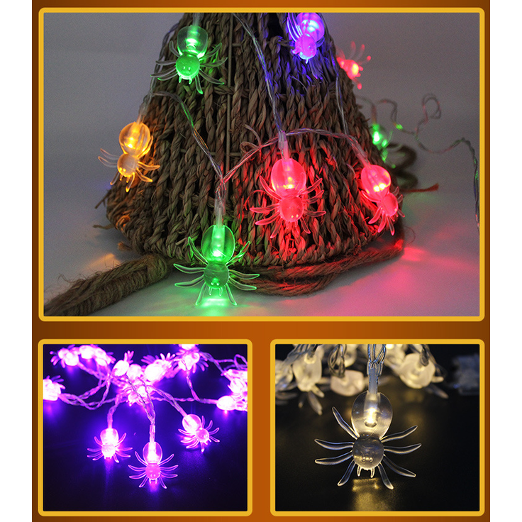 Thermabuild | Halloween Outdoor String Lights LED Battery Operated with Pumpkin Ghost Bat Skull Eyeball Covers 10