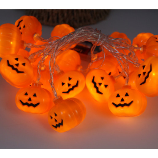 Thermabuild | Halloween Outdoor String Lights LED Battery Operated with Pumpkin Ghost Bat Skull Eyeball Covers 10