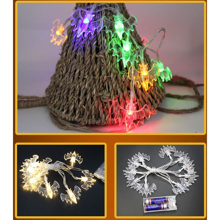 Thermabuild | Halloween Outdoor String Lights LED Battery Operated with Pumpkin Ghost Bat Skull Eyeball Covers 10