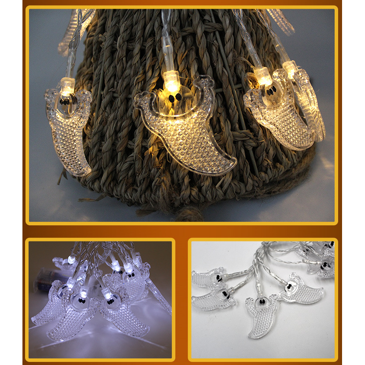 Thermabuild | Halloween Outdoor String Lights LED Battery Operated with Pumpkin Ghost Bat Skull Eyeball Covers 10