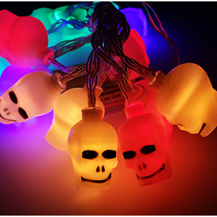 Thermabuild | Halloween Outdoor String Lights LED Battery Operated with Pumpkin Ghost Bat Skull Eyeball Covers 10