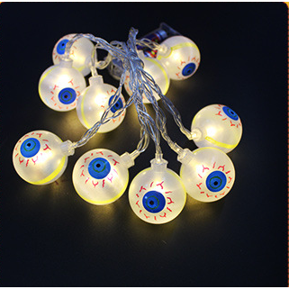 Thermabuild | Halloween Outdoor String Lights LED Battery Operated with Pumpkin Ghost Bat Skull Eyeball Covers 10