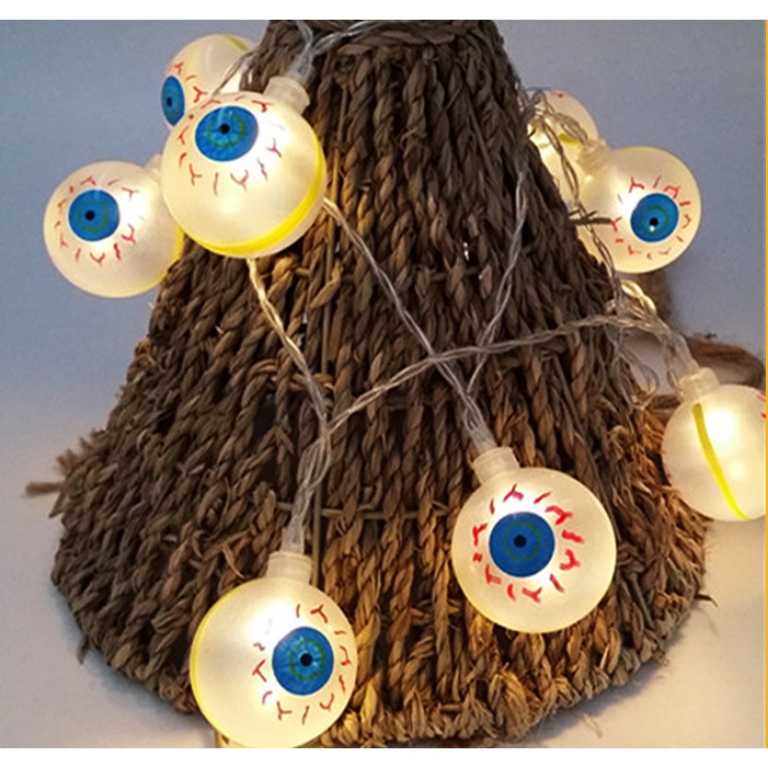 Thermabuild | Halloween Outdoor String Lights LED Battery Operated with Pumpkin Ghost Bat Skull Eyeball Covers 10