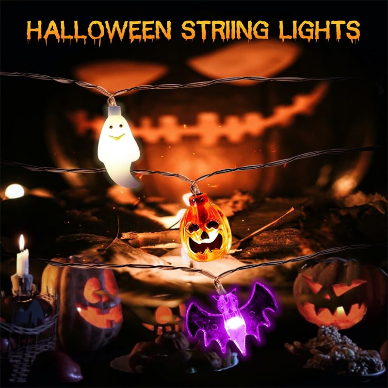 Thermabuild | Halloween Outdoor String Lights with LED and Bat Figures Battery Operated for Patio Party Decoration