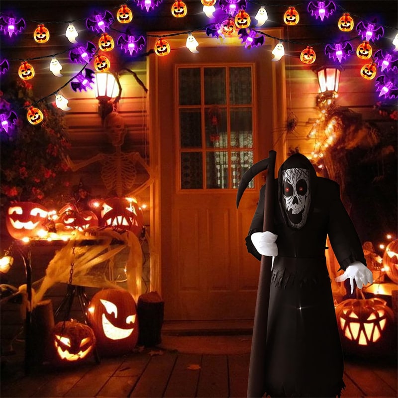 Thermabuild | Halloween Outdoor String Lights with LED and Bat Figures Battery Operated for Patio Party Decoration