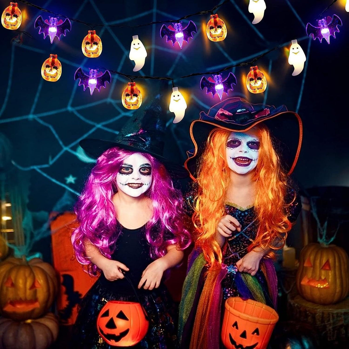 Thermabuild | Halloween Outdoor String Lights with LED and Bat Figures Battery Operated for Patio Party Decoration