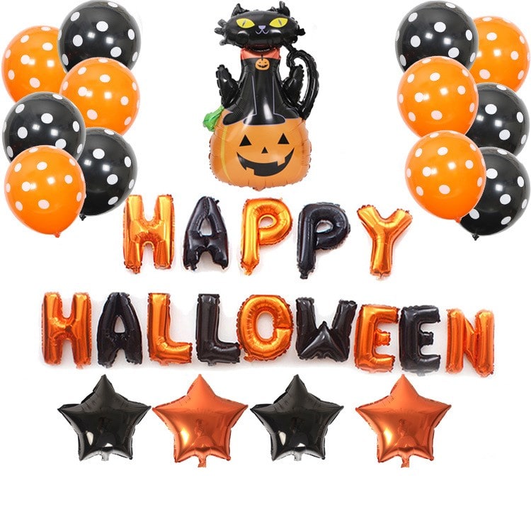 Thermabuild | Halloween Party Balloons with Foil Letter Bat Pumpkin and Spider Decorations Kit