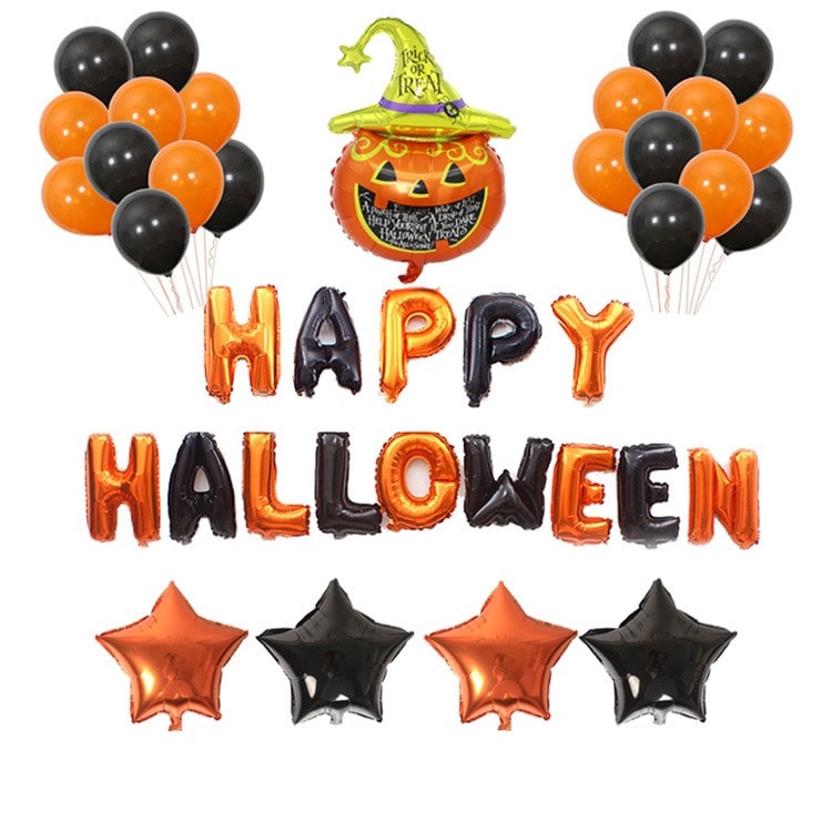 Thermabuild | Halloween Party Balloons with Foil Letter Bat Pumpkin and Spider Decorations Kit