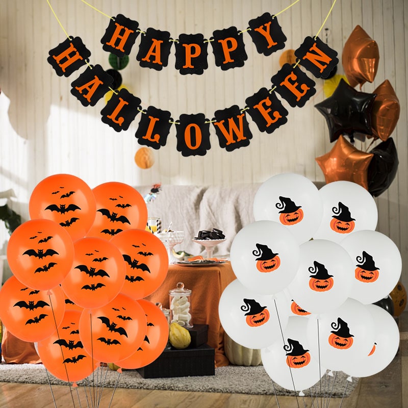Thermabuild | Halloween Party Balloons with Spooky Printed Designs and Latex Construction for Decoration