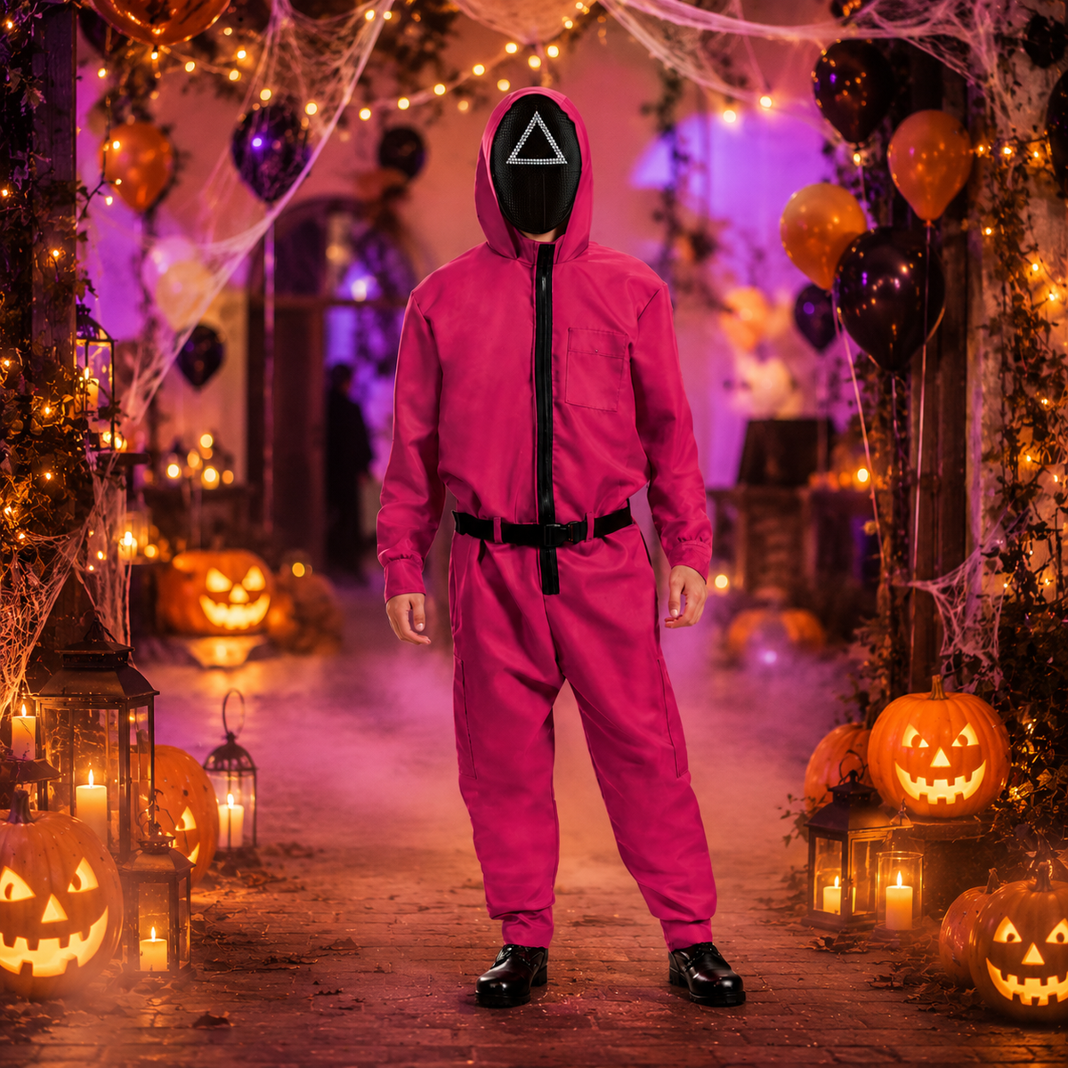 Thermabuild | Halloween Pink Jumpsuit Costume with and Belt for Party