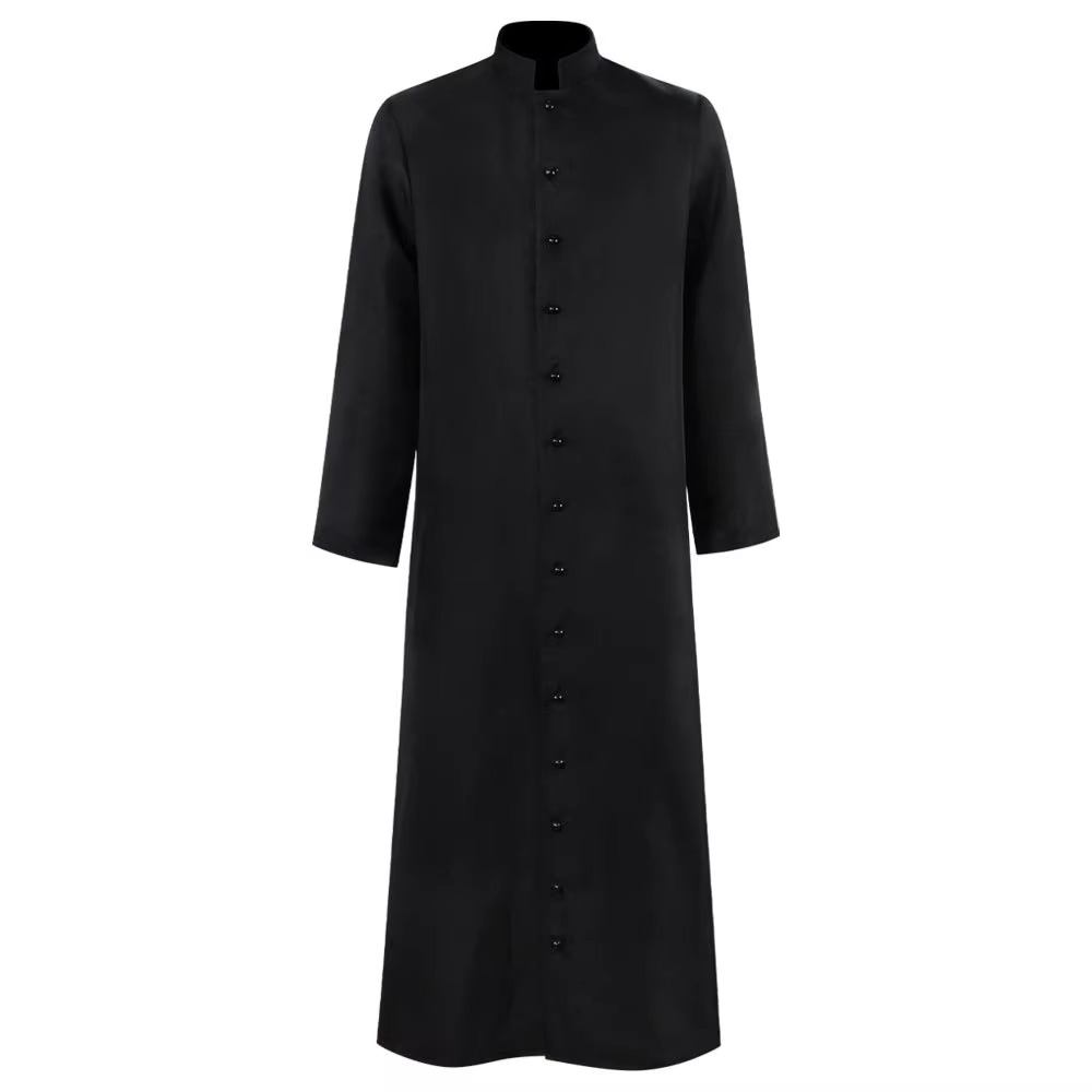 Thermabuild | Halloween Priest Costume Cassock Robe with Button Front for Clergy Outfit