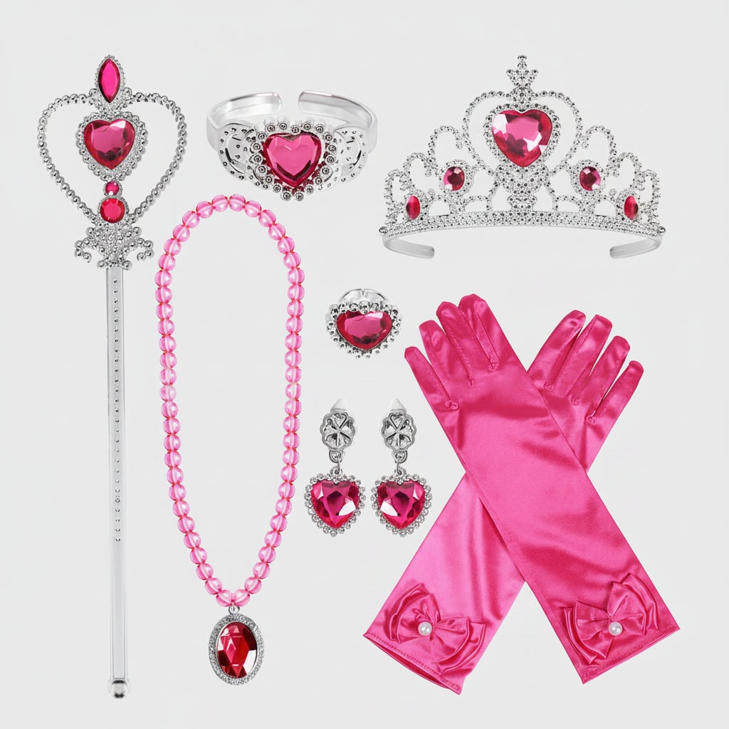Thermabuild | Halloween Princess Dress Up and Belle Costume Accessories Set with Tiara and Gloves