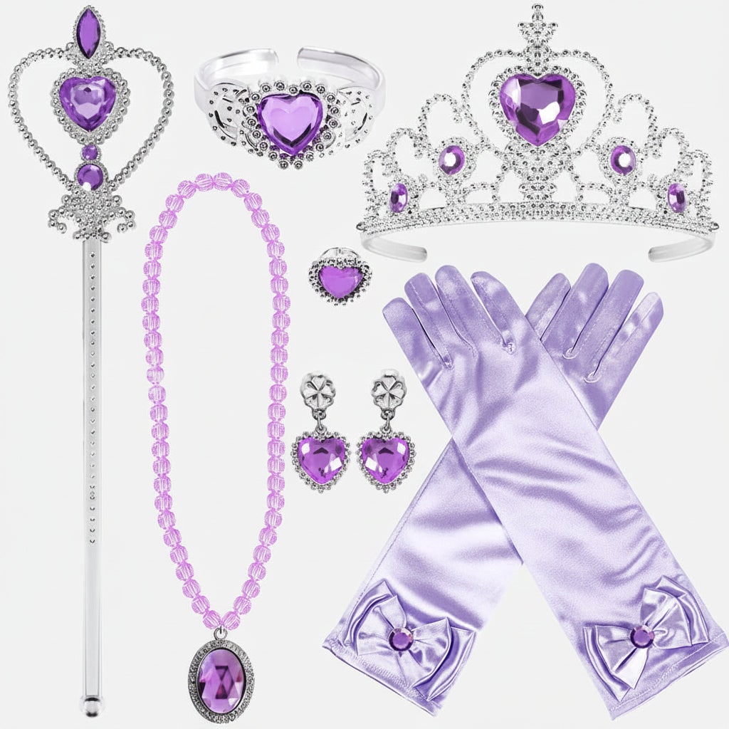 Thermabuild | Halloween Princess Dress Up and Belle Costume Accessories Set with Tiara and Gloves
