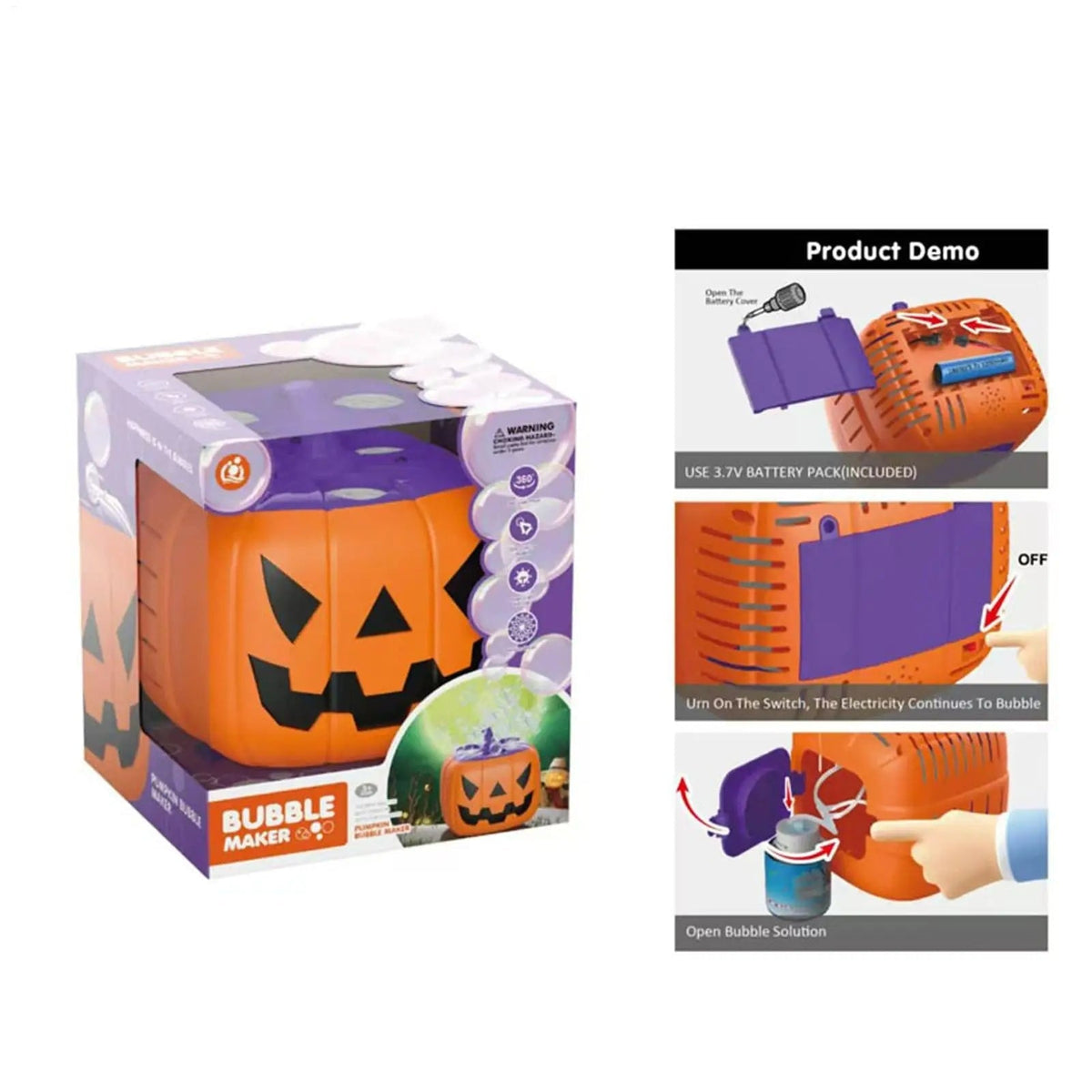 Thermabuild | Halloween Pumpkin Bubble Machine with LED Lights and Automatic Blower for Party Outdoor Decoration