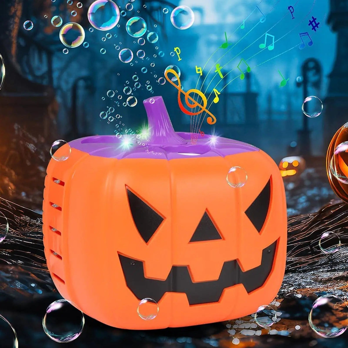 Thermabuild | Halloween Pumpkin Bubble Machine with LED Lights and Automatic Blower for Party Outdoor Decoration
