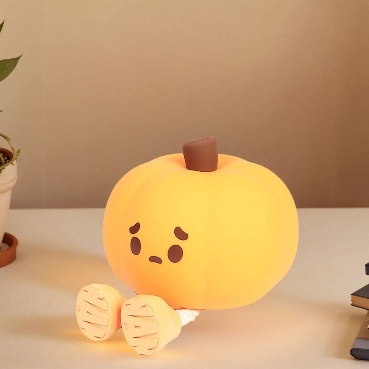 Thermabuild | Halloween Pumpkin Night Light LED Rechargeable with Dangling Legs and Sad Face Design
