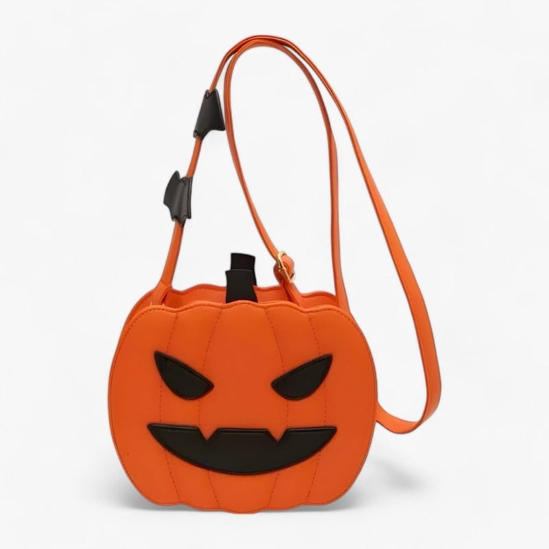 Thermabuild | Halloween Pumpkin Purse and Handbag Jack O Lantern Crossbody Bag with Bat Accents