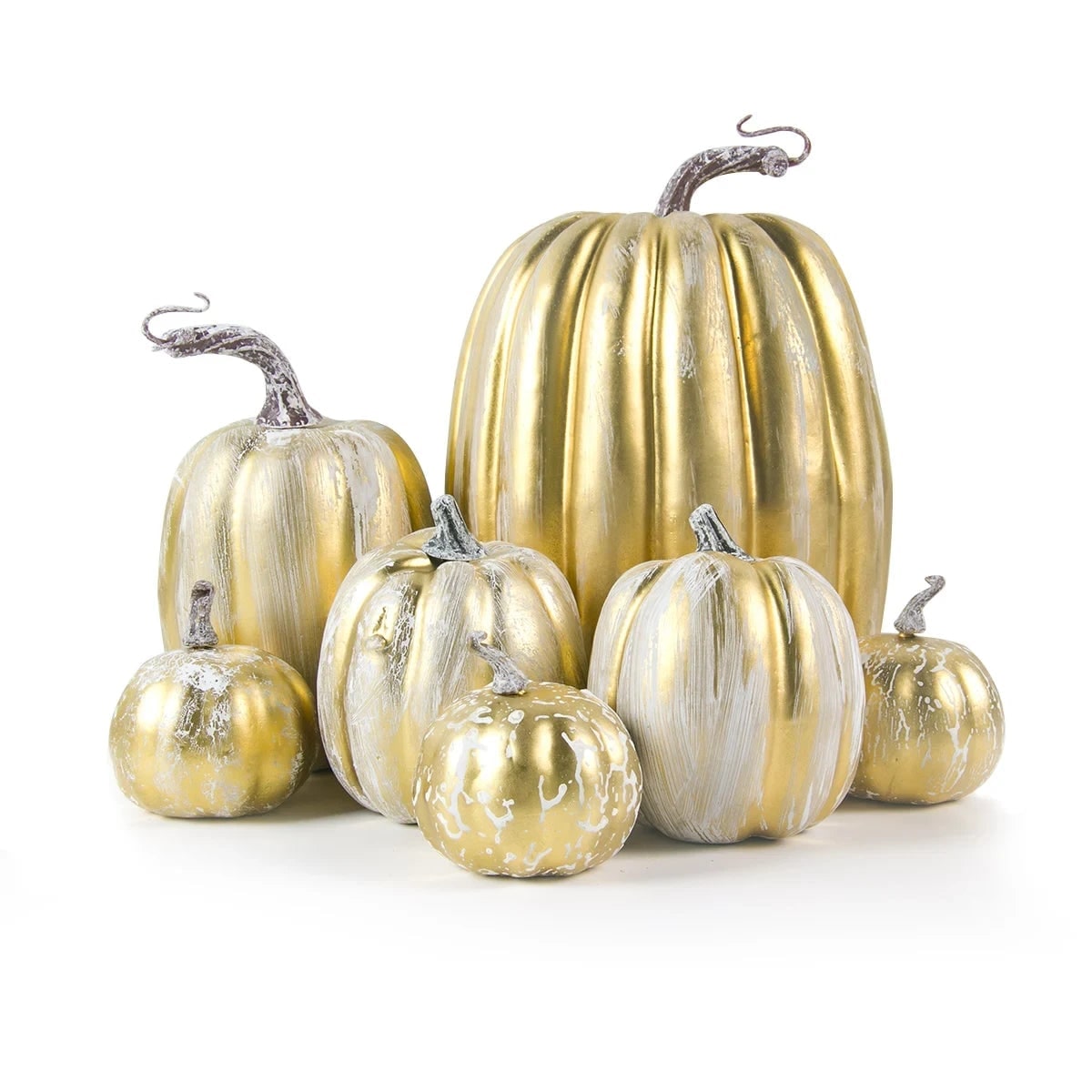 Thermabuild | Halloween Pumpkins Fall Decorative Foam with Ribbed Texture and Curved Stems Set of 7