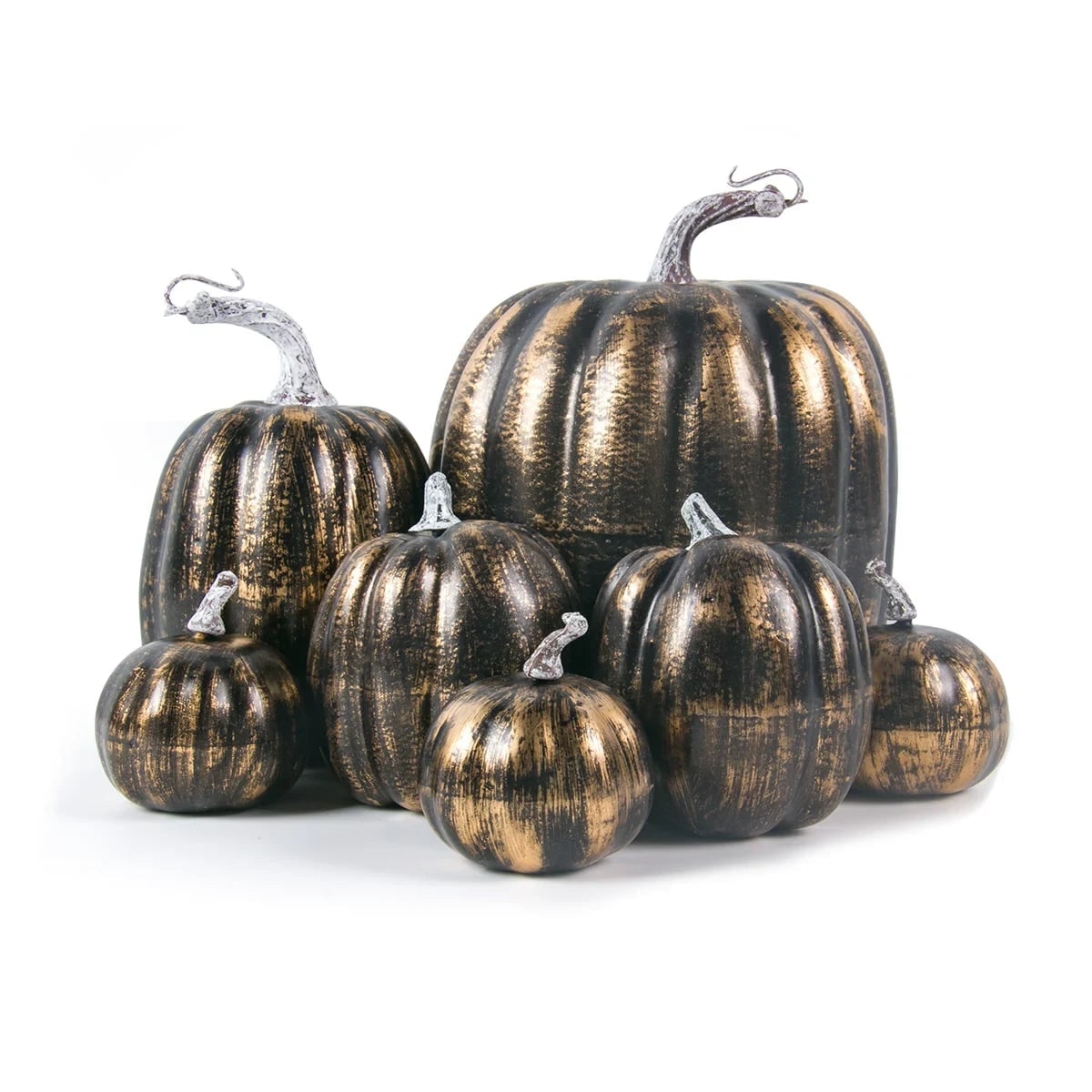 Thermabuild | Halloween Pumpkins Fall Decorative Foam with Ribbed Texture and Curved Stems Set of 7
