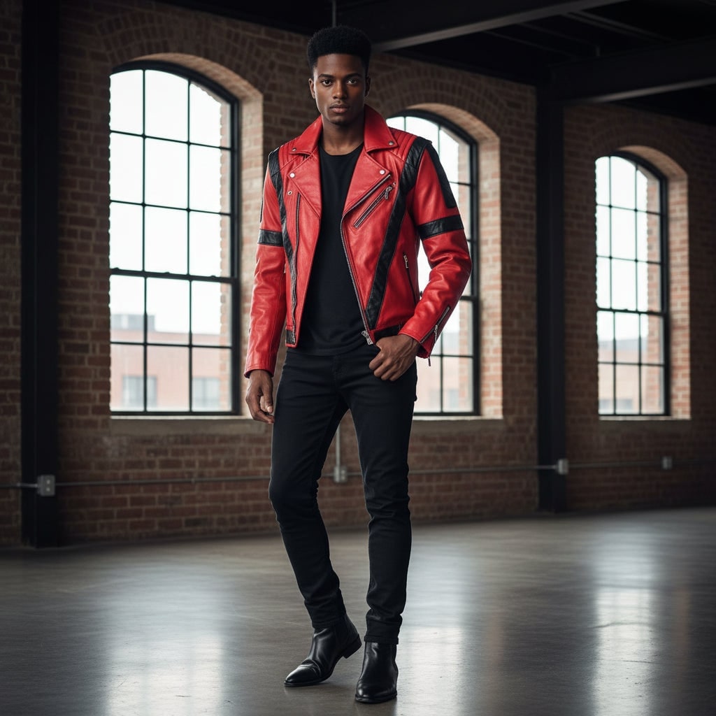 Thermabuild | Halloween Red Leather Biker Jacket