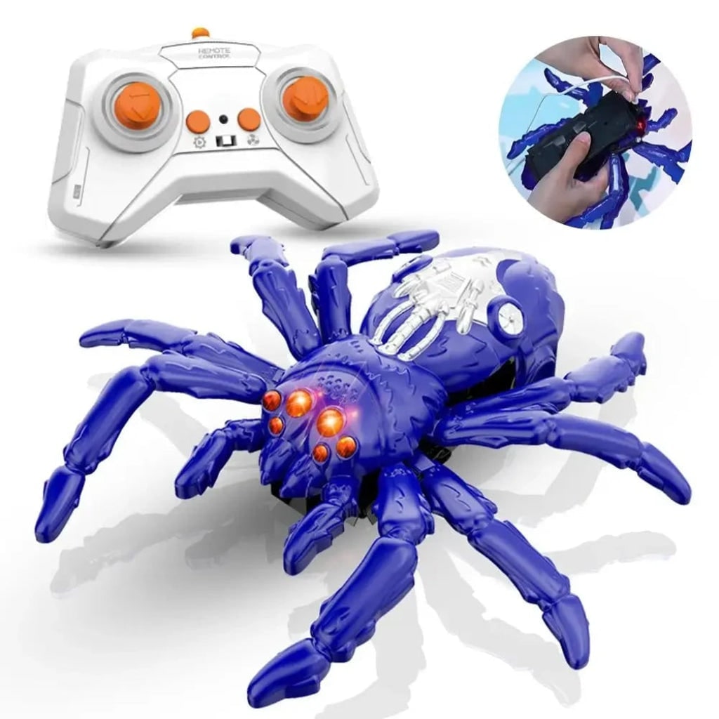 Thermabuild | Halloween Remote Control Spider Toy with Glowing LED Eyes and Wall Climbing