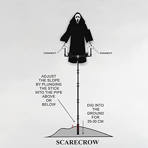 Thermabuild | Halloween Scarecrow Decoration Scary Outdoor Ghost Prop with Pole for Yard Decor