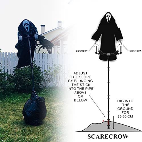 Thermabuild | Halloween Scarecrow Decoration Scary Outdoor Ghost Prop with Pole for Yard Decor