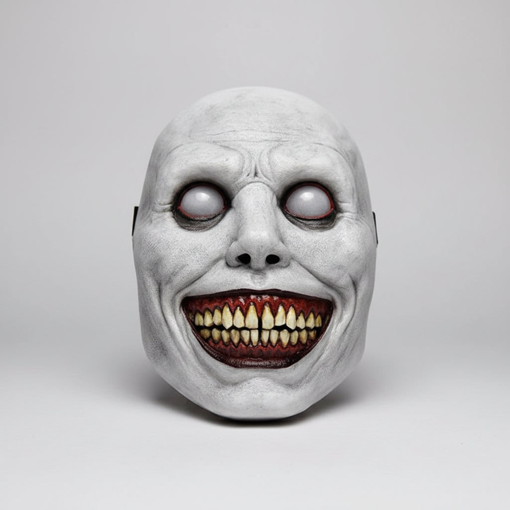 Thermabuild | Halloween Scary Costume Mask with Creepy Demon Smiling Face and Textured Wrinkled Skin for Party