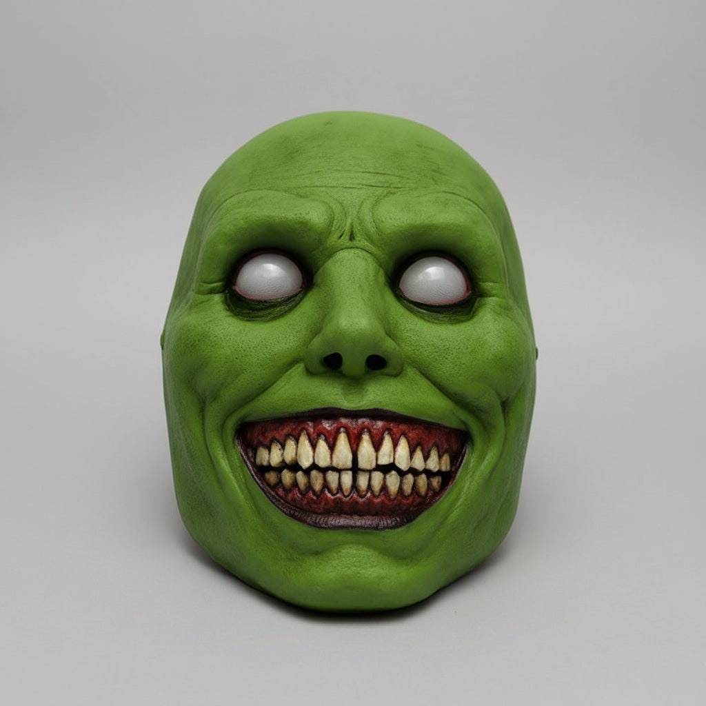Thermabuild | Halloween Scary Costume Mask with Creepy Demon Smiling Face and Textured Wrinkled Skin for Party