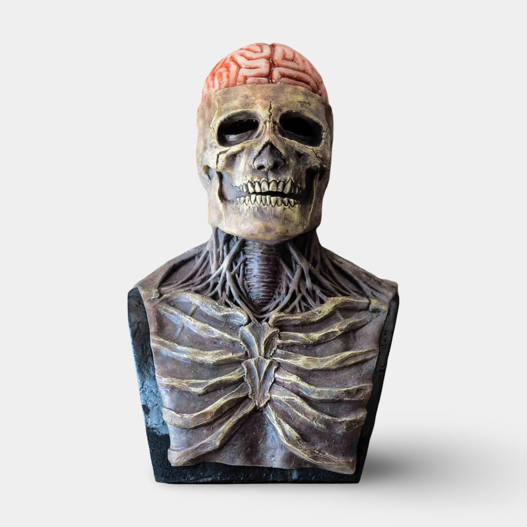 Thermabuild | Halloween Skeleton Bust Garage Door Cover with Exposed Brain Detail for Spooky Party Decoration
