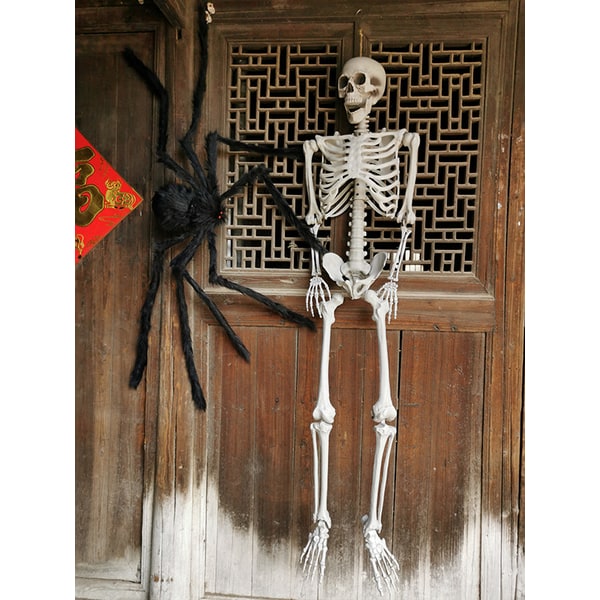 Thermabuild | Halloween Skeleton Decoration and Garage Door Cover Posable Plastic Prop 12 Foot Tall