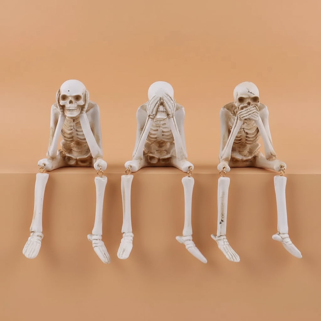 Thermabuild | Halloween Decorations Home Decor Skeleton Shelf Sitter Set of 3 with Dangling Legs for Mantel