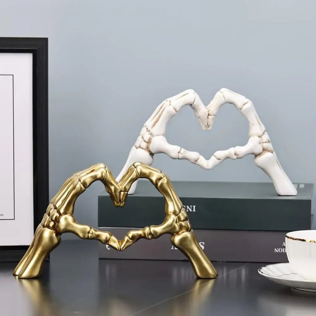 Thermabuild | Halloween Skeleton Decoration with Hands Forming Heart Shelf Decor Tabletop Figurine