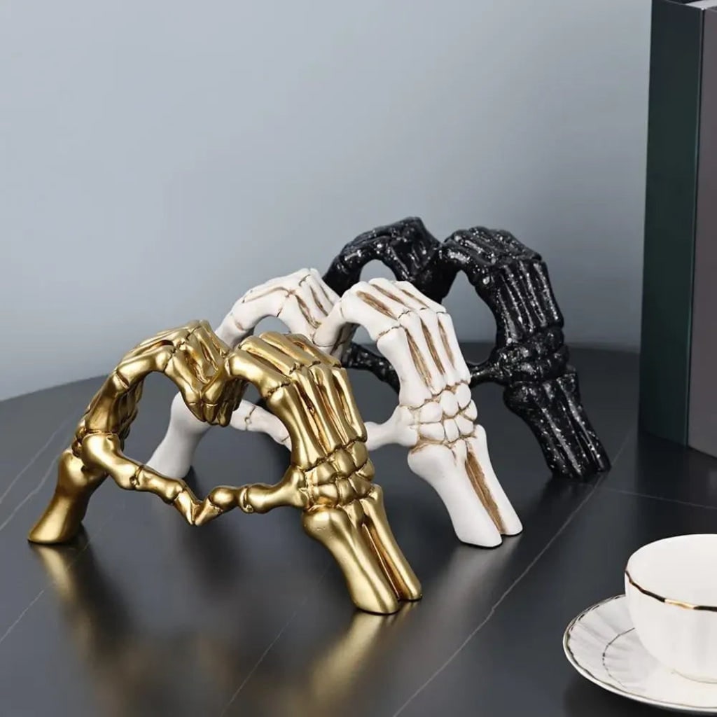 Thermabuild | Halloween Skeleton Decoration with Hands Forming Heart Shelf Decor Tabletop Figurine