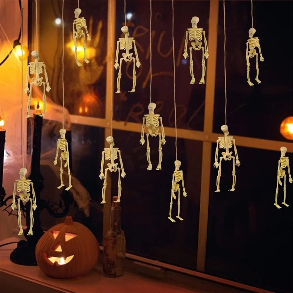 Thermabuild | Halloween Skeleton Decorations Mini Plastic Poseable Figures for Party and Haunted House