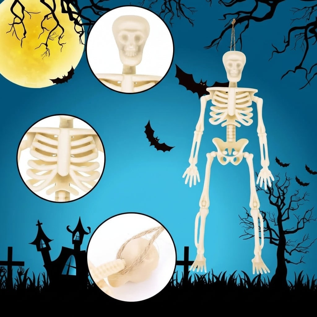 Thermabuild | Halloween Skeleton Decorations Mini Plastic Poseable Figures for Party and Haunted House