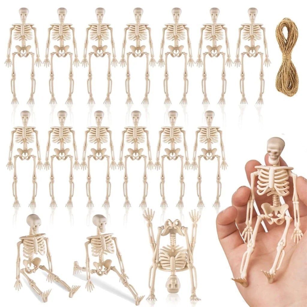 Thermabuild | Halloween Skeleton Decorations Mini Plastic Poseable Figures for Party and Haunted House